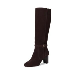 NIB: Cole Haan Glendale 8.5B Knee High Heeled Boots Brown Suede Buckle $350 MSRP